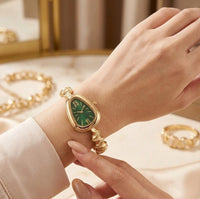 Emerald Green Vintage Shield Dial Watch - Anti-Tarnish Gold Plated