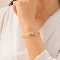 Greek Key Zirconia Gold-Plated Bangle | Anti-Tarnish Minimalist Bracelet