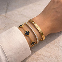 Old Money 3-Piece Bracelet Stack - Black Clover, Tennis & Classic Bangle