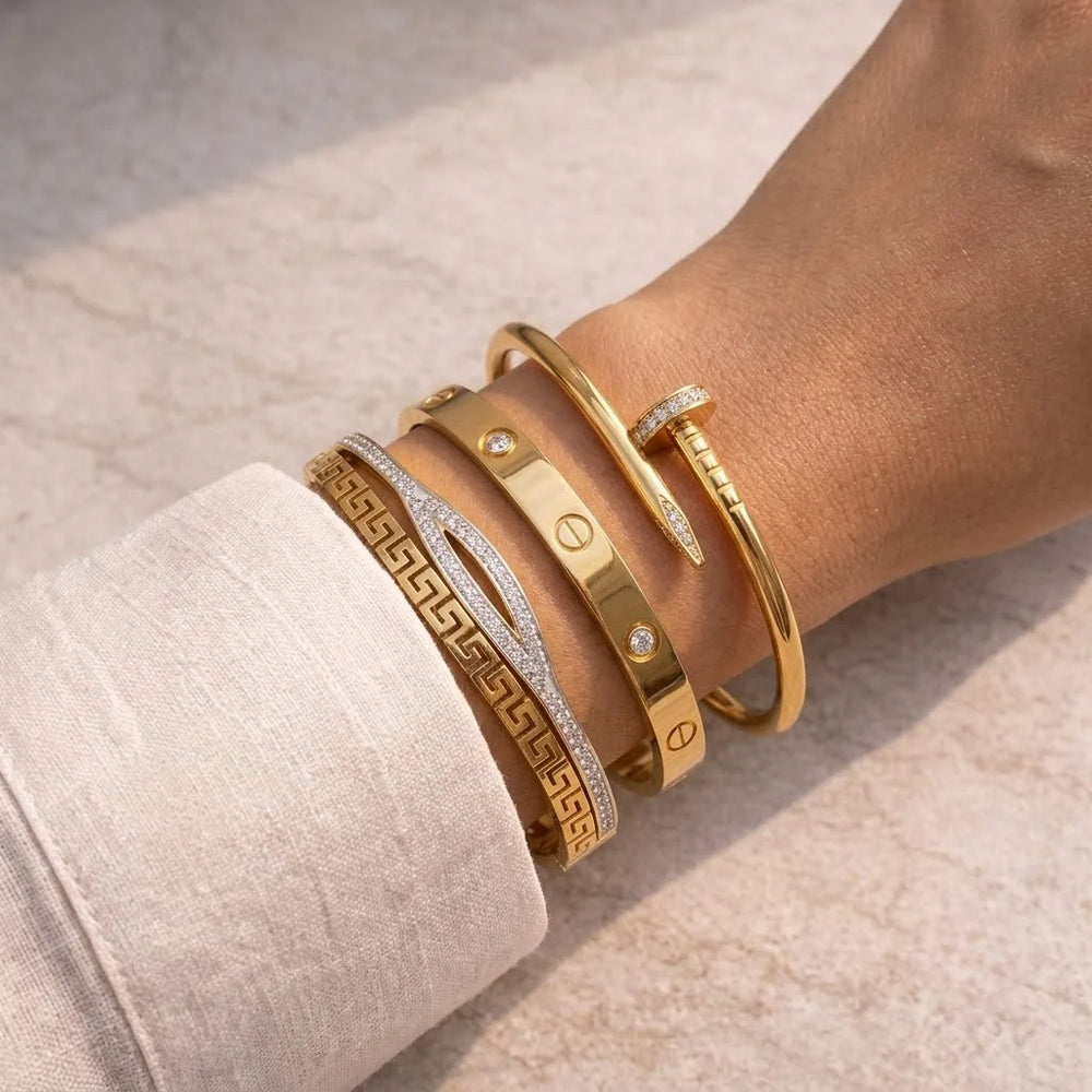 Old Money 3-Piece Bracelet Stack - Anti Tarnish Gold Plated