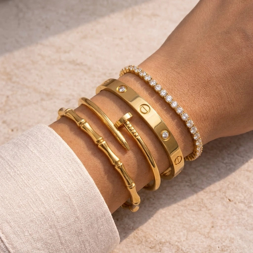 Old Money Gold Bracelet Stack (4-Piece Combo) | Anti-Tarnish & Waterproof