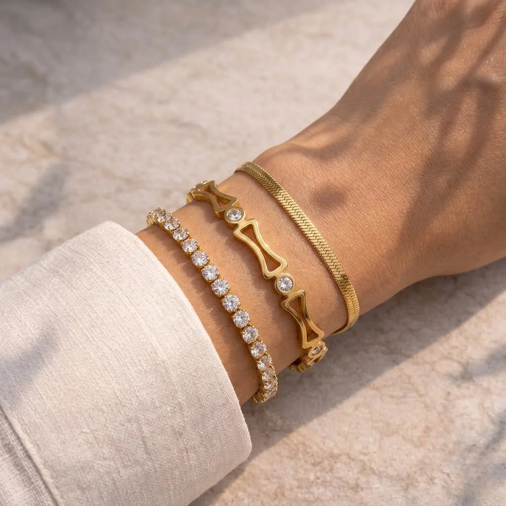 Old Money 3-Piece Bracelet Stack | Anti-Tarnish Gold Plated Set