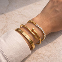 Old Money 3-Piece Gold Plated Bracelet Stack | Anti-Tarnish Nail & Crystal Bangles