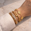 Anti-Tarnish Gold Plated 3-Piece Bracelet Stack - Old Money Clover & Nail Combo
