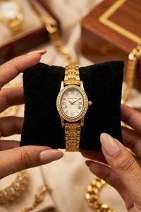 The 'Old Money' Oval Vintage Watch | Anti-Tarnish Gold Plated | Moncheri Jewels