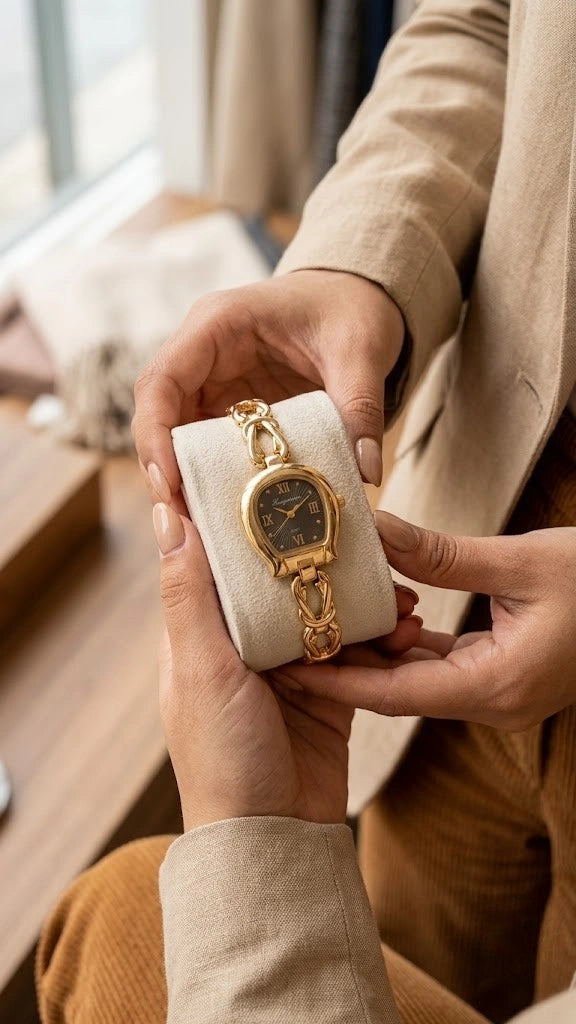 Vintage Aesthetic Anti-Tarnish Gold Plated Watch | Black Dial