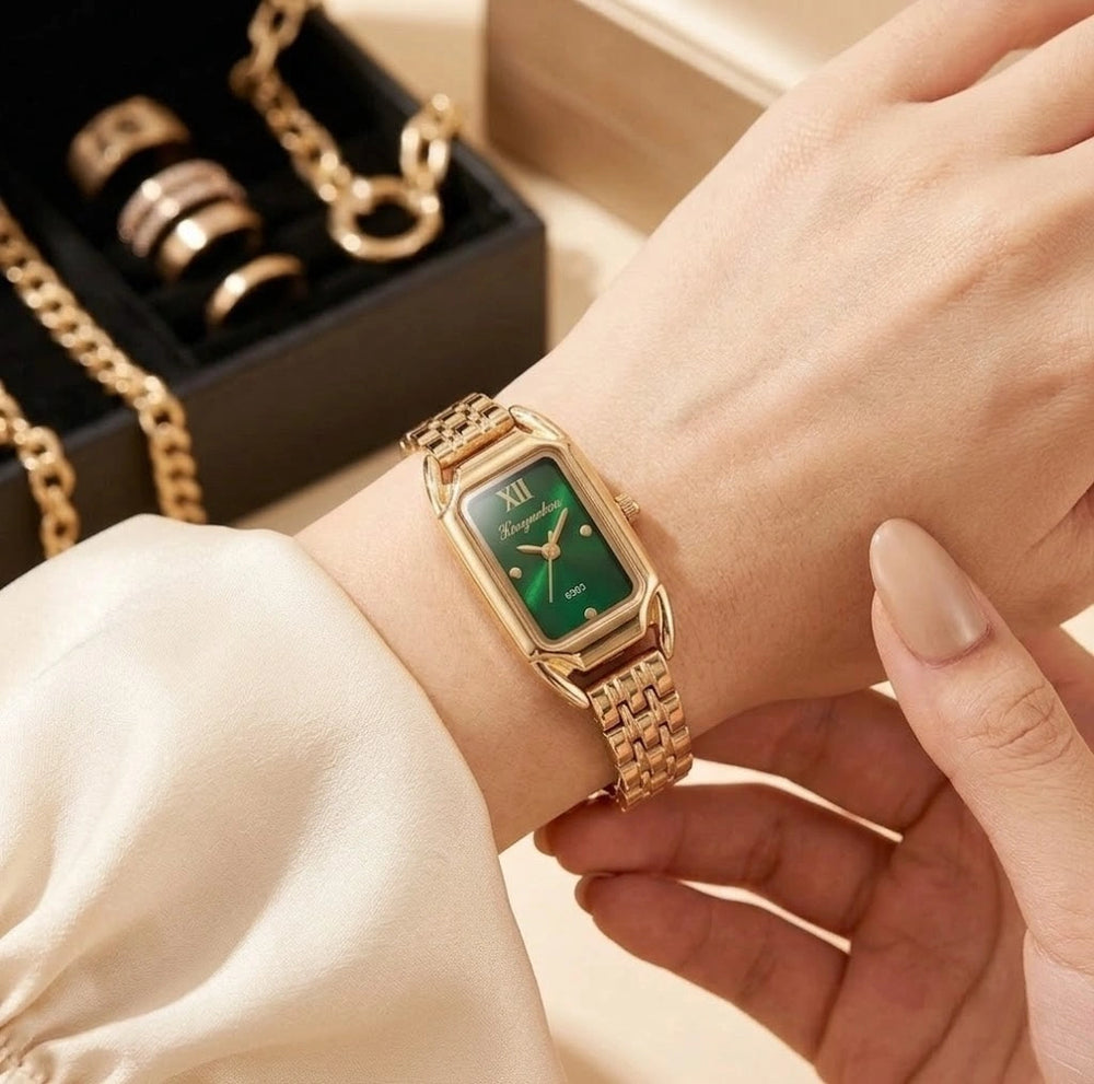 Vintage Emerald Green Dial Watch - Gold Plated & Anti-Tarnish