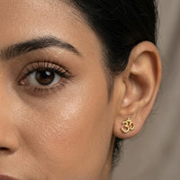 Om Symbol Stud Earrings - Anti Tarnish Gold Plated