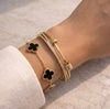 The Ultimate Onyx & Diamond 'It-Girl' Bracelet Duo – Clover Chain & Nail Bangle Stack