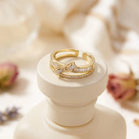 Crystal Bow Knot Anti-Tarnish Gold Plated Adjustable Ring
