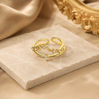 Adjustable Double Layer Anti-Tarnish Gold Plated Ring for Women