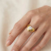 Anti-Tarnish Gold Plated Heart Ring | Adjustable CZ Statement Ring