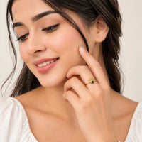 Sunburst Green Stone Adjustable Ring - Anti Tarnish Gold Plated