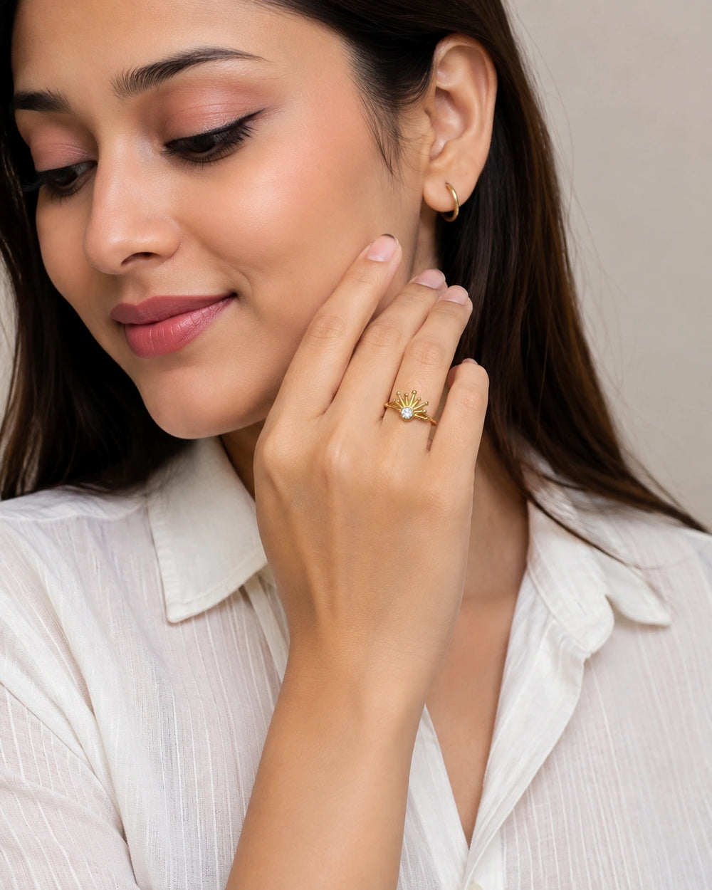 Sunburst Adjustable Ring | Anti-Tarnish Gold-Plated Celestial Ring