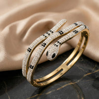 Anti-Tarnish Snake Bracelet - Gold Plated Serpent Bangle for Women (Premium Korean Design)