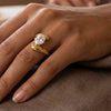Oval Solitaire Bypass Wrap Ring - Anti Tarnish Gold Plated