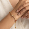 Orange Stone Bow & Floral Bracelet - Anti Tarnish Gold Plated-Tulip
