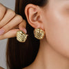 Textured Chunky Gold Plated Stud Earrings - Anti Tarnish