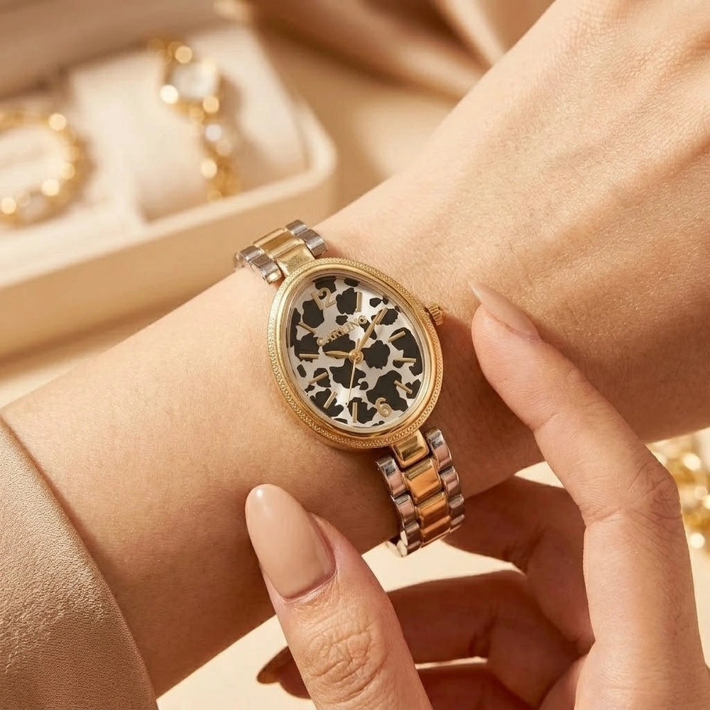 Y2K Teardrop Animal Print Watch | Two-Tone Anti-Tarnish Gold Plated