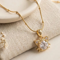 Anti-Tarnish Gold Plated Cat Pendant Necklace | Sparkling CZ Kitty Jewelry for Women & Girls
