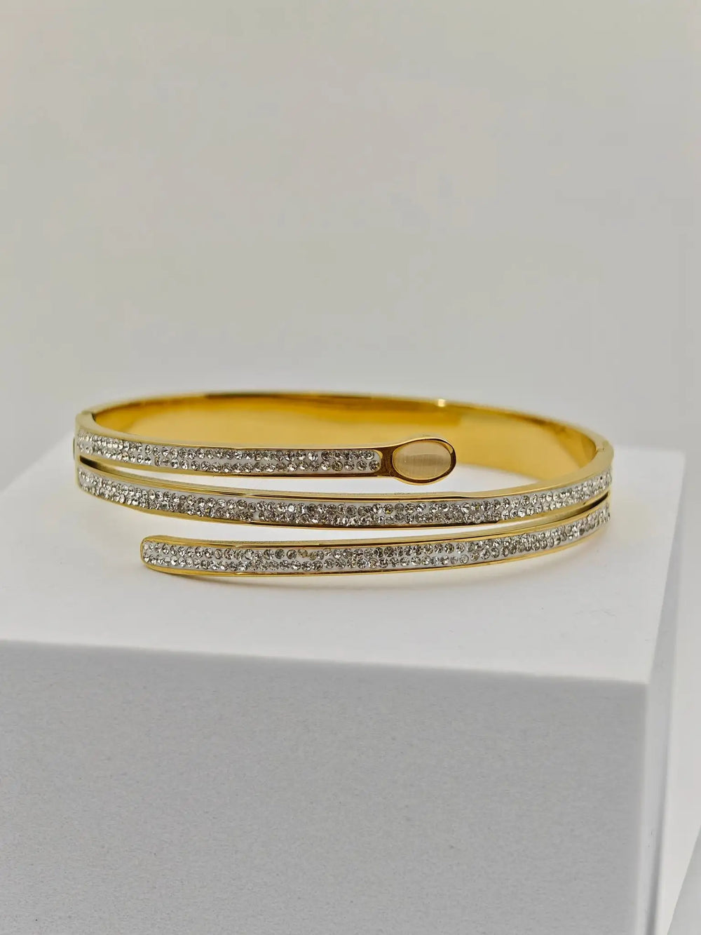 Crystal Spiral Wrap Bracelet | Anti-Tarnish Gold-Plated