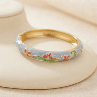 Floral Enamel Bangle in Pastel Blue | Vintage Bracelet