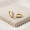 Pave Crystal Hoop Earrings - Anti Tarnish Gold Plated