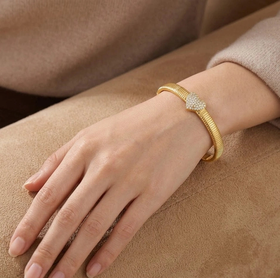 The "Main Character" Bracelet Stack | Heart Bangle & Tennis Chain Combo