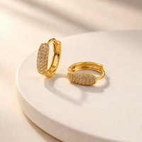 Pave Zirconia Anti Tarnish Gold Plated Earrings | Korean Style Mini Hoops