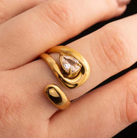 Pear Cut Swirl Adjustable Ring - Anti Tarnish Fashion Jewelry