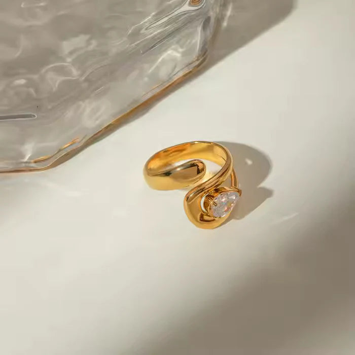 Pear Cut Swirl Adjustable Ring - Anti Tarnish Fashion Jewelry