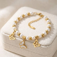 Butterfly Pearl Charm Bracelet | Anti-Tarnish Fashion Jewelry