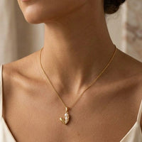 Pearl Heart Pendant Gold Plated Necklace - Anti Tarnish