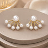 Pearl Sunburst Ear Jacket | Gold Plated Fan Stud Earrings