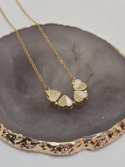 2-in-1 Magnetic Folding Heart Clover Necklace - Anti-Tarnish Gold Plated