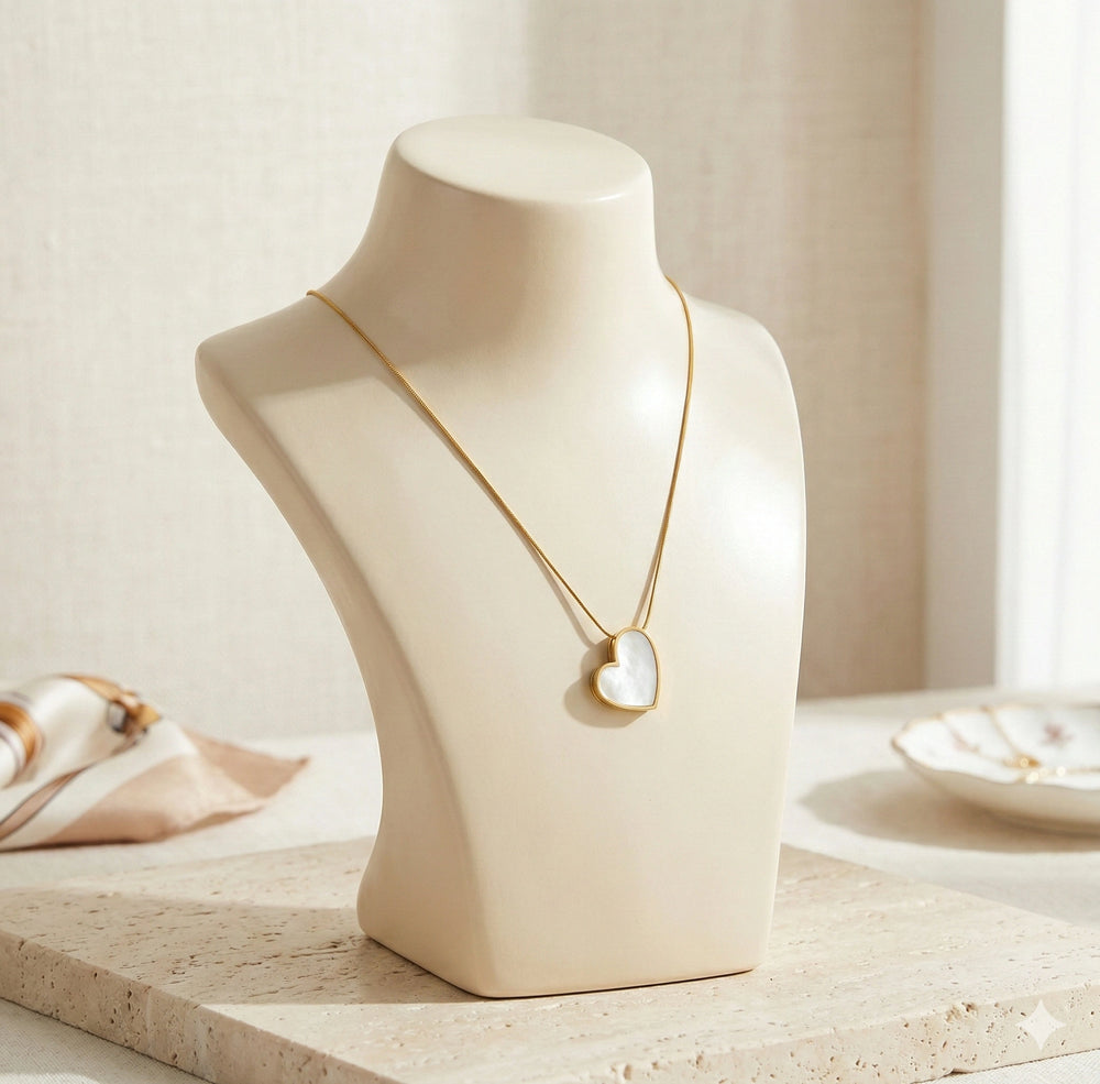 White Heart Pendant Anti-Tarnish Gold Plated Necklace