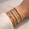 Pink Coquette Heart & Crystal Bracelet Stack - 3 Piece Anti-Tarnish Set