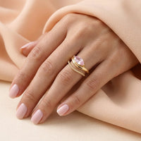 Pink Marquise Crystal Wave Ring – Anti Tarnish  Gold Plated Adjustable Ring