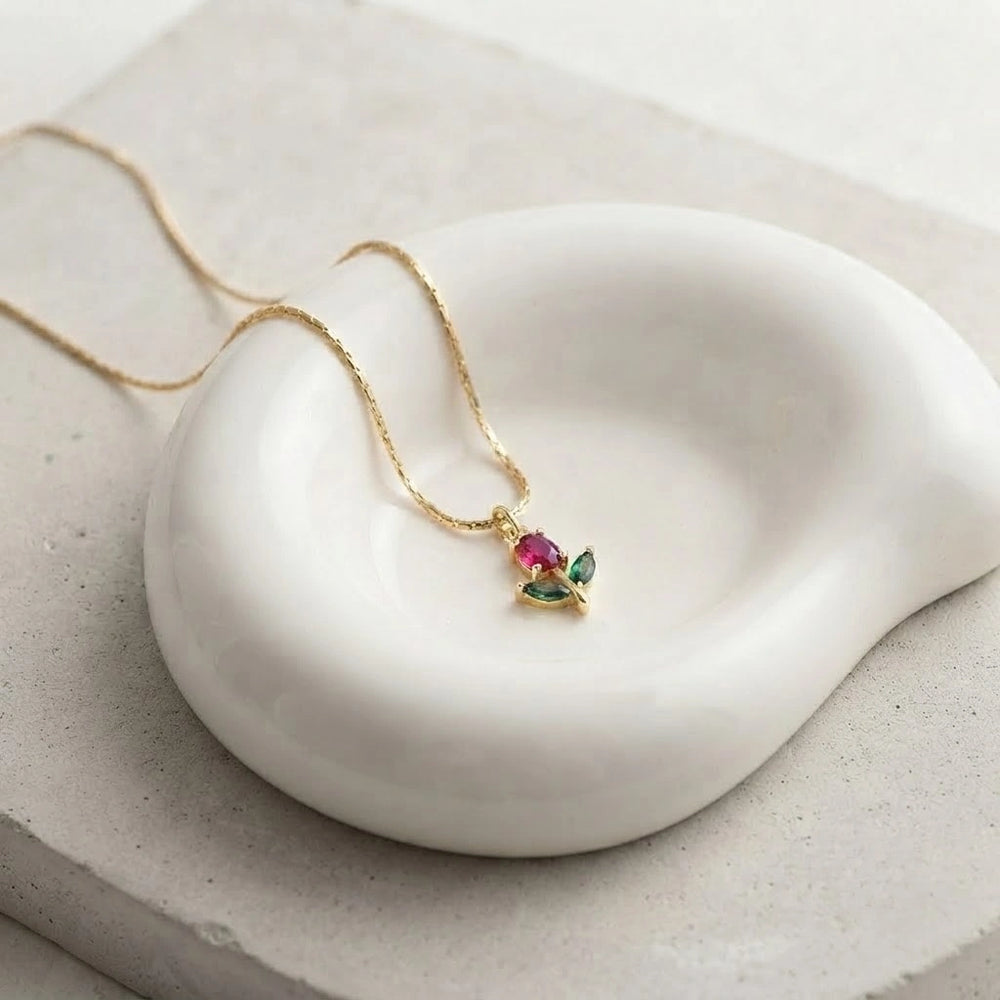 Tulip Floral Pendant Necklace - Anti Tarnish Gold Plated