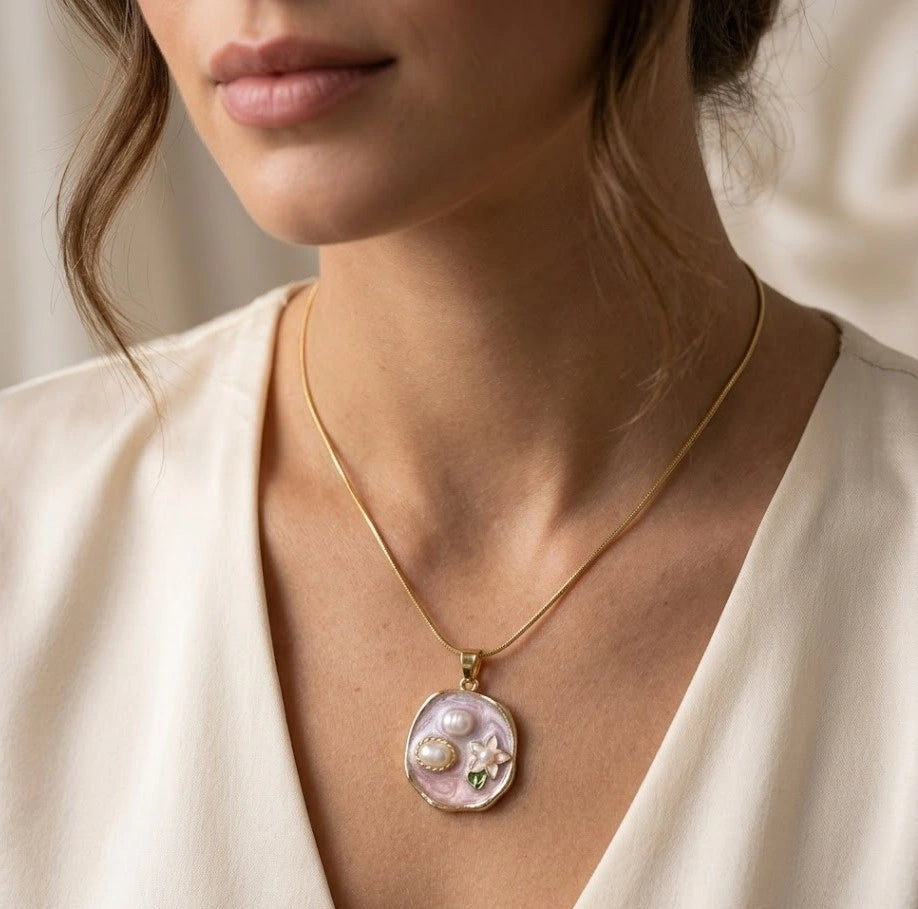 Floral Pearl Pendant Necklace | Anti-Tarnish Everyday Wear