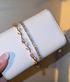 Dainty Pink Floral & Crystal Tennis Bracelet Stack | Gold-Plated Combo