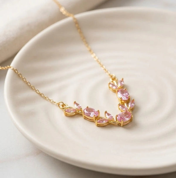 Tulip Pink Floral Minimalist Necklace - Anti-Tarnish Everyday Wear