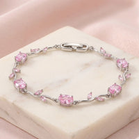 Tulip Pink Floral Stone Vine Bracelet | Anti-Tarnish