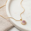 Pink Halo Pendant Necklace - Anti-Tarnish Gold Plated