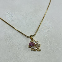 Pink Heart Clover Pendant Necklace | Anti-Tarnish Gold Plated Jewelry