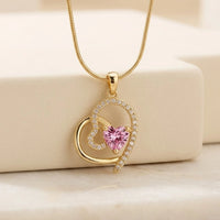 Anti-Tarnish Gold Plated Pink Heart Pendant Necklace