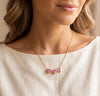 Triple Pink Heart Anti-Tarnish Gold Plated Necklace for Women
