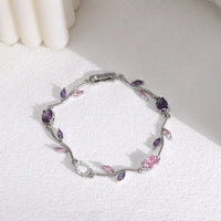 Tulip Floral Vine Crystal Korean Bracelet - Anti Tarnish Gold Plated
