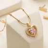 Dainty Pink Heart Pendant Anti-Tarnish Gold Plated Necklace