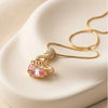 Pink Crystal Swan Pendant Necklace | Anti-Tarnish Gold Plated